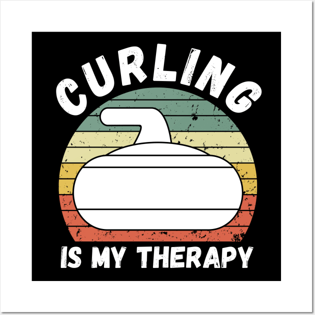 Curling Is My Therapy Wall Art by footballomatic